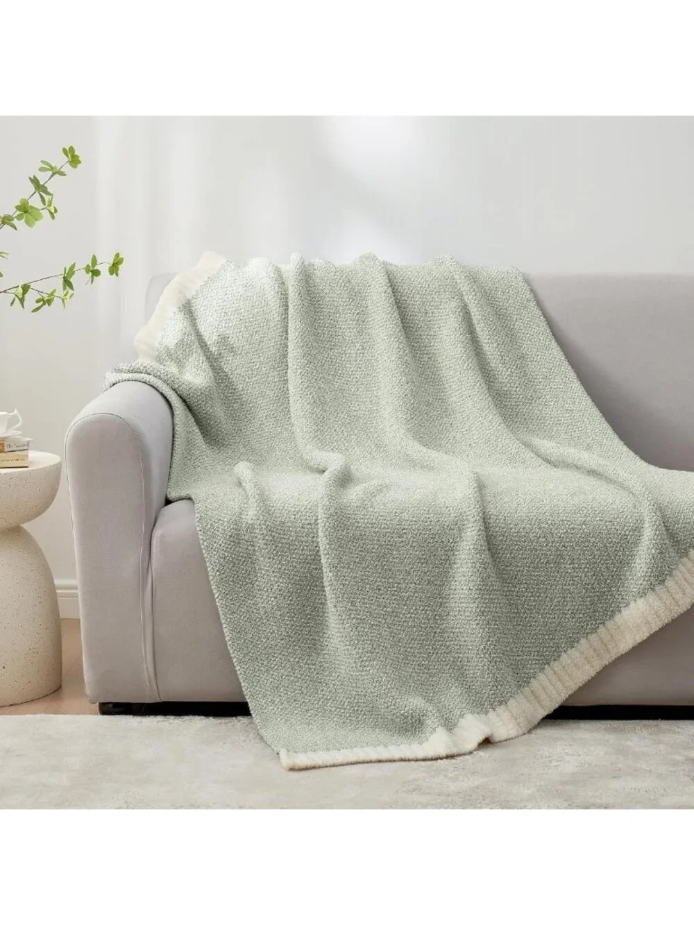 Cozy Sage Green Oversized Throw Blanket 50